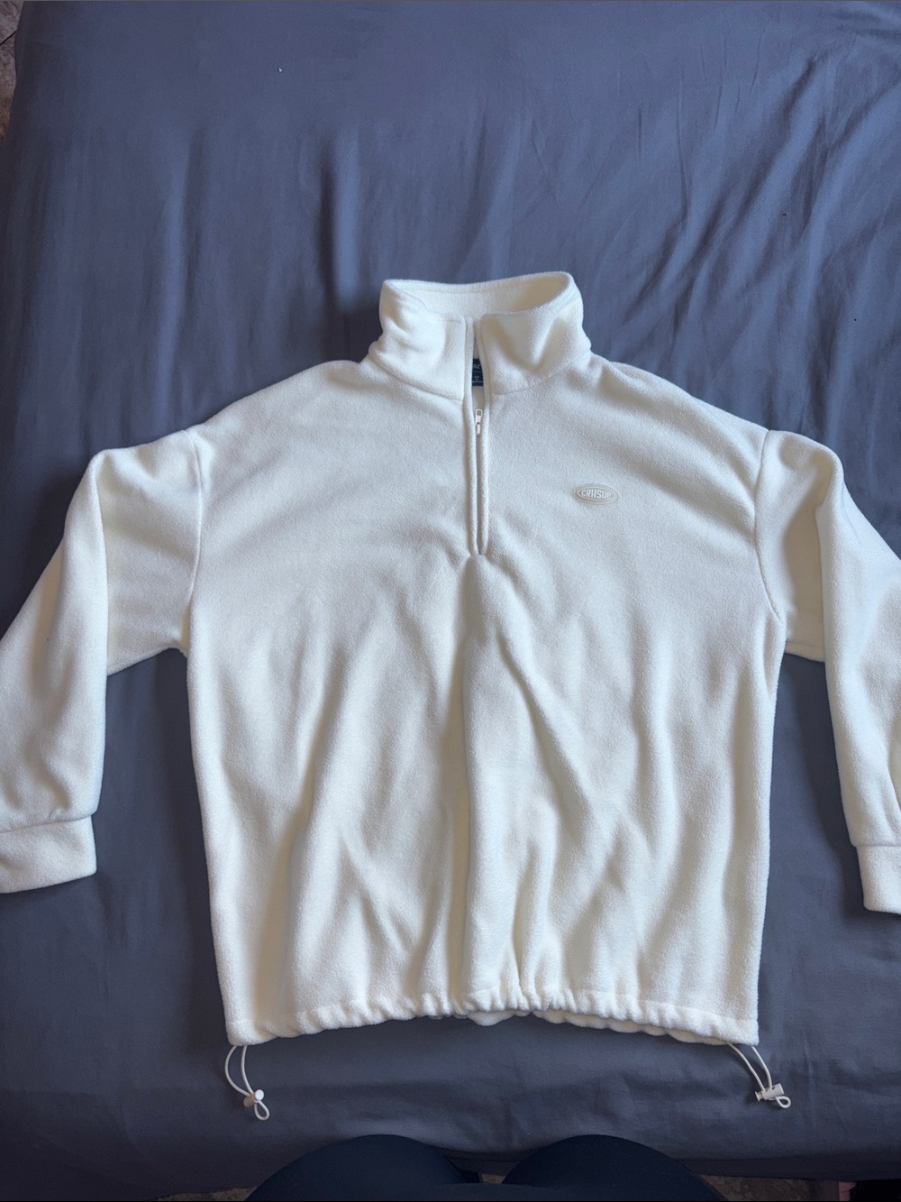 SHEIN White Half-Zip Fleece Pullover